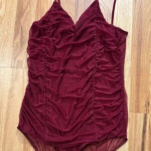 Forever 21 Burgundy Ruched Bodysuit
